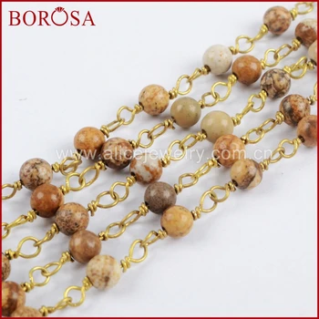 BOROSA 5Meters New Arrival Gold Color Silver Color 4mm Picture Stone Bead Brass Chain Beaded Chains for Necklace Jewelry JT232
BOROSA 5Meters New Arrival Gold Color Silver Color 4mm Picture Stone Bead Brass Chain Beaded Chains for Necklace Jewelry JT232