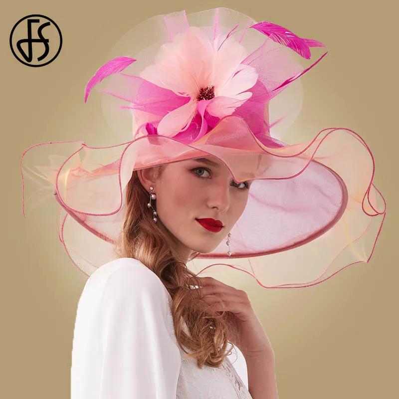 FS Big Flower Organza Sun Hats For Women Large Brim Wedding Elegant Ladies Hat Kentucky Derby Church Fedoras Beach Cap Foldable
FS Big Flower Organza Sun Hats For Women Large Brim Wedding Elegant Ladies Hat Kentucky Derby Church Fedoras Beach Cap Foldable