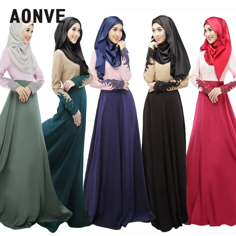 Фото Aonve Hijabs abaya женское платье мусульманское повседневное длинные - купить