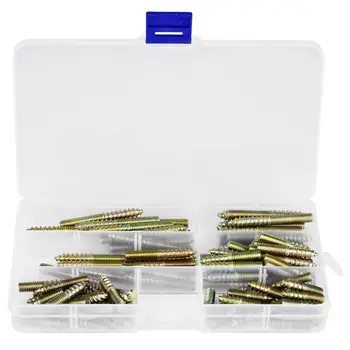 

90Pcs M6 Dowel Screw Woodworking screws Furniture Connector Double Ended Screw Hanger Bolt tornillos