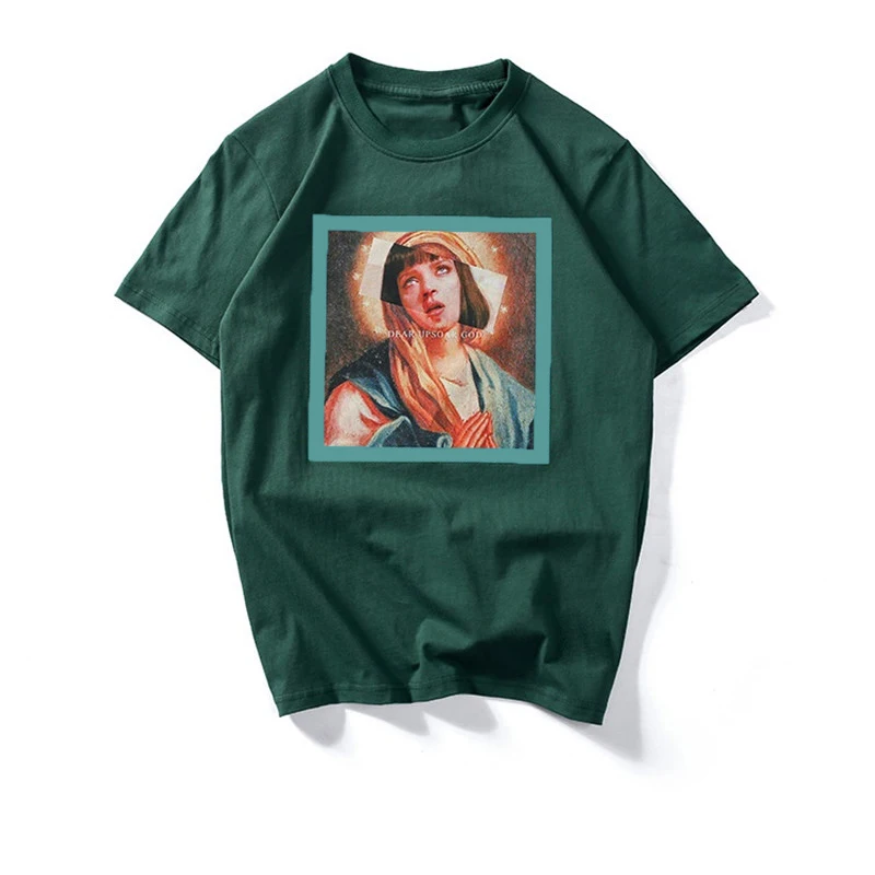Фото Female t shirt Virgin Mary Funny Printed Short Sleeve T-shirts Summer HipHop Casual Cotton Tops Tees Streetwear WGTX149 | Женская одежда