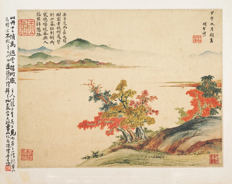 

landscape frameless paintings scenery traditional Chinese style canvas painting Xiang Shengmo autumn color reproduction