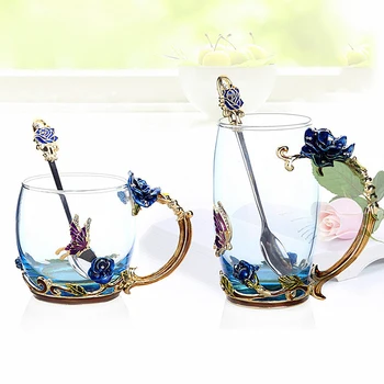 Rose glass cup transparent glass gift cup Enamel painted crystal cup will ladies classical tea cup gift box set With a spoon
Rose glass cup transparent glass gift cup Enamel painted crystal cup will ladies classical tea cup gift box set With a spoon
