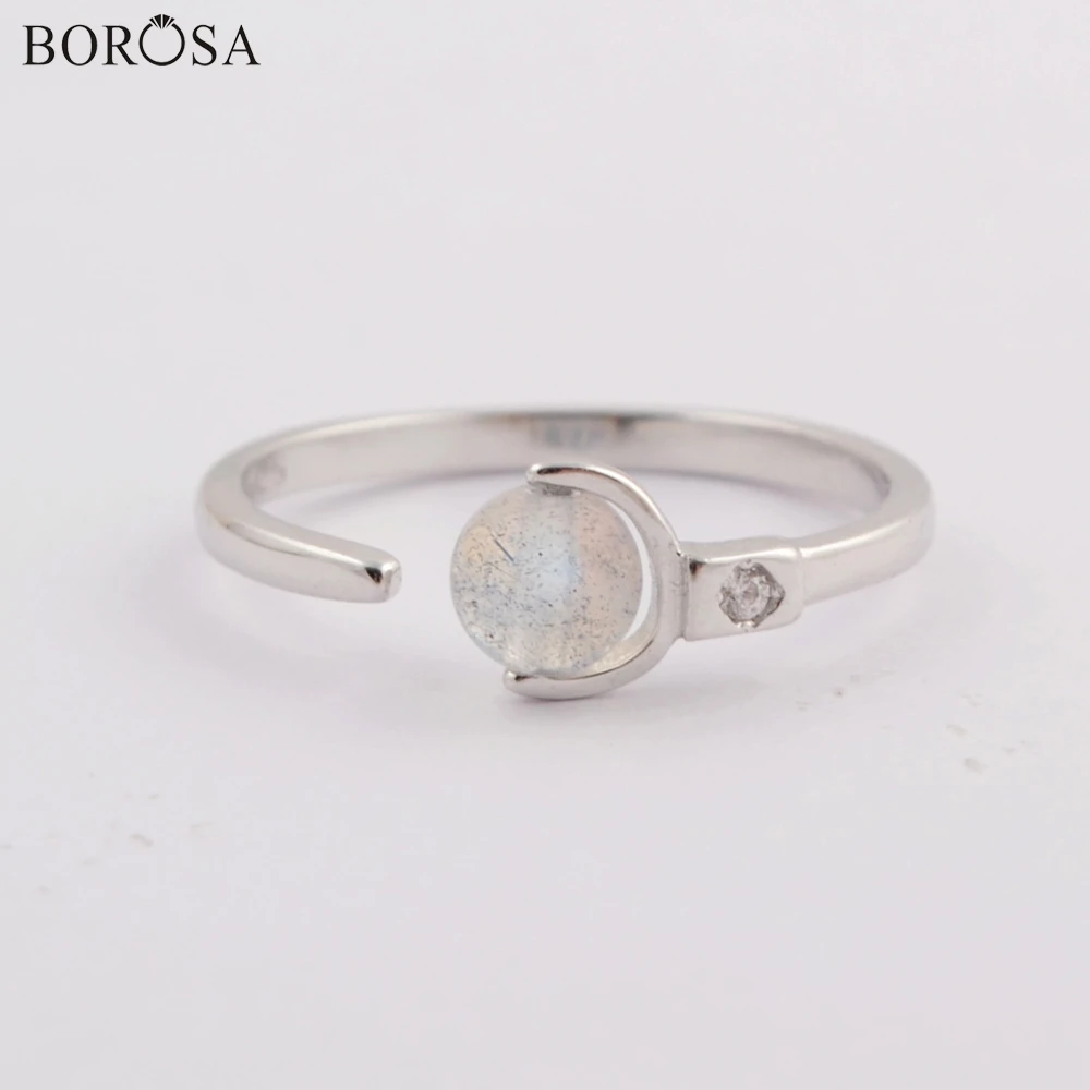 BOROSA 10PCS High Quality Round Natural Moon Stone 92.5% Pure Silver Color Ring Fashion Jewelry Size 6~7 for Lady Girls WX1163
BOROSA 10PCS High Quality Round Natural Moon Stone 92.5% Pure Silver Color Ring Fashion Jewelry Size 6~7 for Lady Girls WX1163