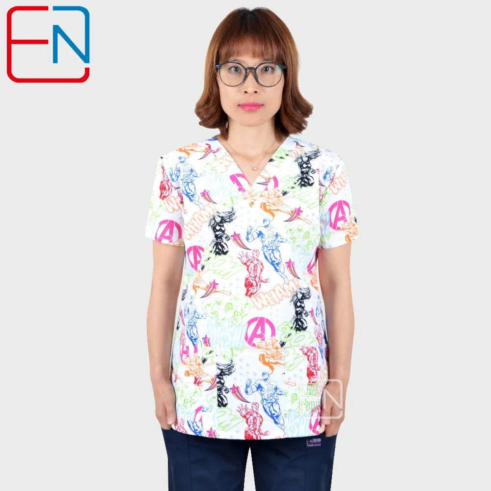 TC Lovely Print Medical Uniforms Women Breathable V-Neck Nurse Nursing Uniform Hospital Clinical Dental Doctor Scrub Top
TC Lovely Print Medical Uniforms Women Breathable V-Neck Nurse Nursing Uniform Hospital Clinical Dental Doctor Scrub Top