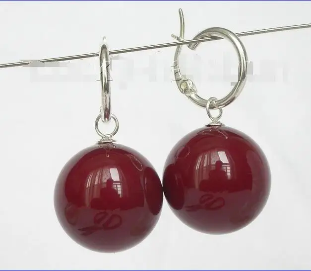Free Shipping >> AAA Dangle big 20mm wine red round sea shell pearl earring 925 silver loop
Free Shipping >> AAA Dangle big 20mm wine red round sea shell pearl earring 925 silver loop