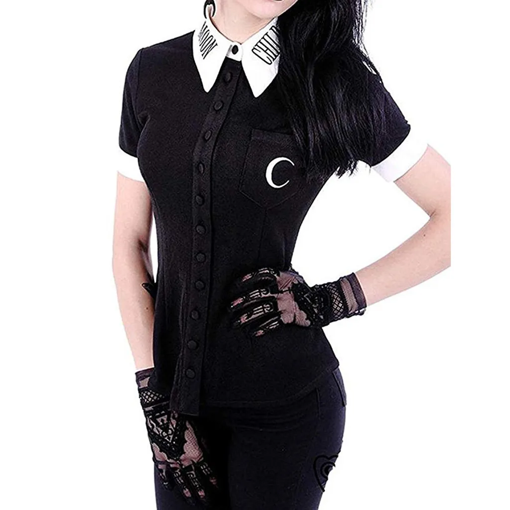 WOMAIL Solid Color Button Moon Printed Polyester Letter Design Short Sleeve Turn-Down Collar Summer Female T-Shirt 19MAR22
WOMAIL Solid Color Button Moon Printed Polyester Letter Design Short Sleeve Turn-Down Collar Summer Female T-Shirt 19MAR22