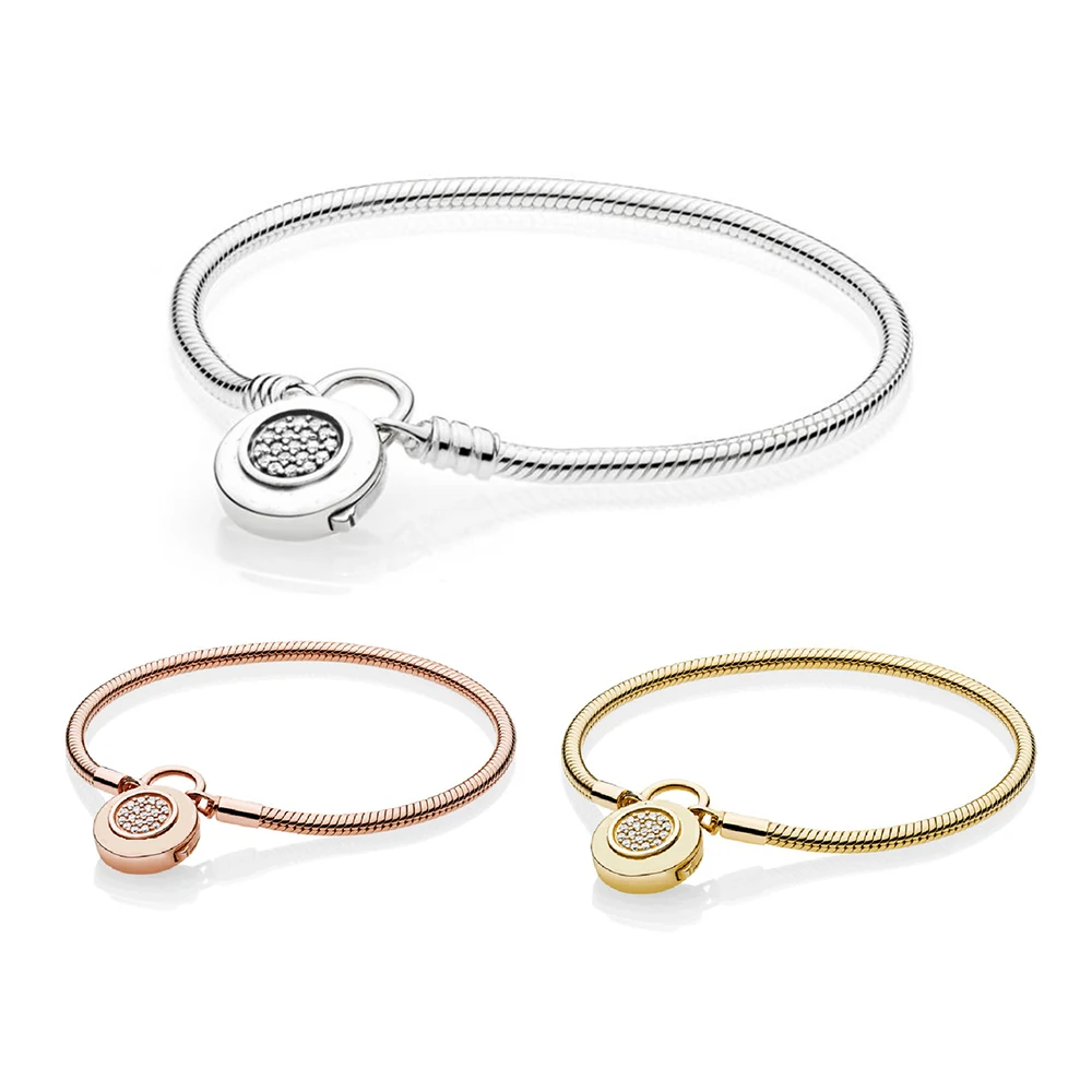 3 Colors Smooth Bracelet, Signature Padlock Bracelet 100% 925 Sterling Silver Smooth Bracelet Fit European Charms Diy Jewelry
3 Colors Smooth Bracelet, Signature Padlock Bracelet 100% 925 Sterling Silver Smooth Bracelet Fit European Charms Diy Jewelry
