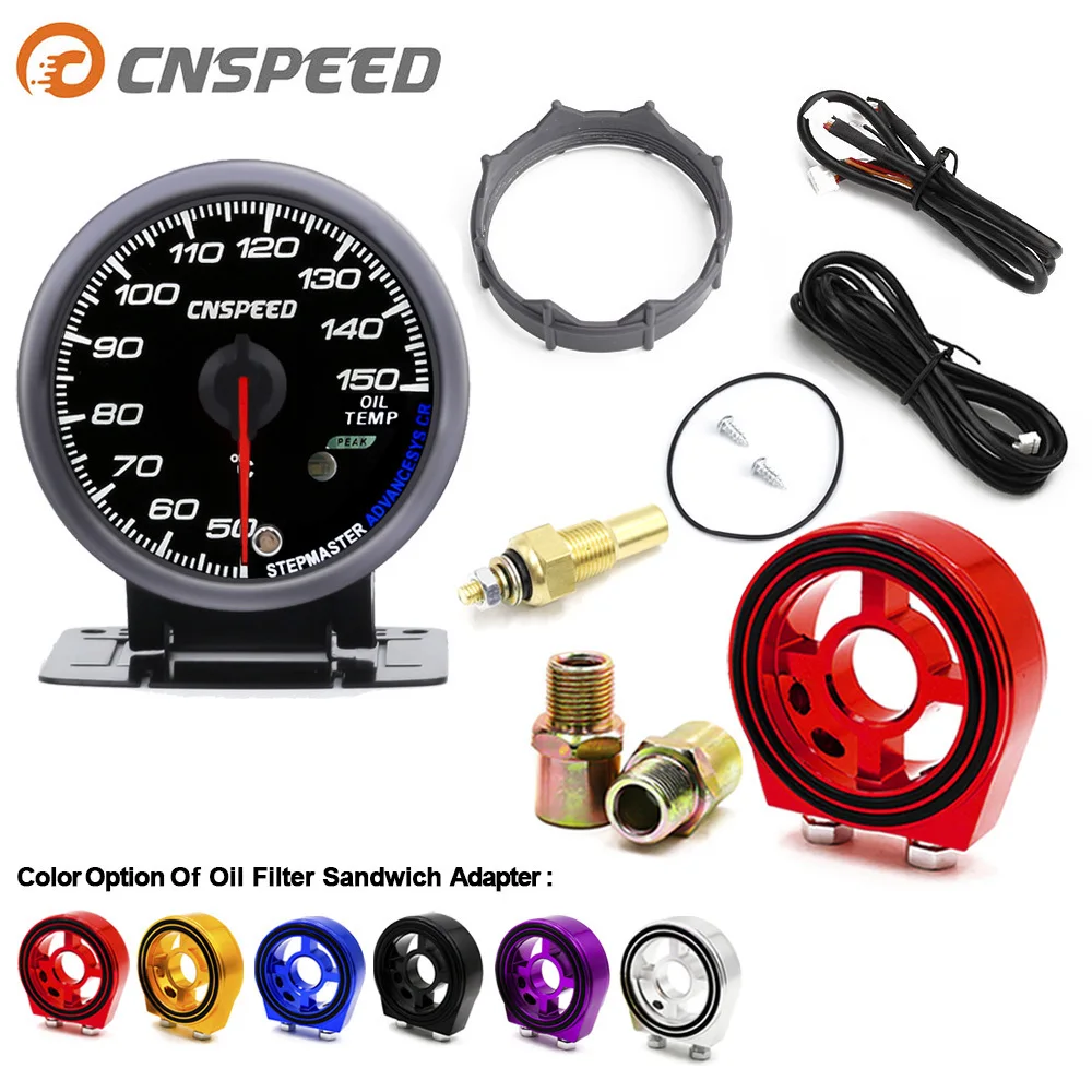 CNSPEED 60MM Car Oil Temperature Gauges 50-150C With Sensor Black Face White Amber Lighting&Oil Filter Sandwich Plate Adapter
CNSPEED 60MM Car Oil Temperature Gauges 50-150C With Sensor Black Face White Amber Lighting&Oil Filter Sandwich Plate Adapter