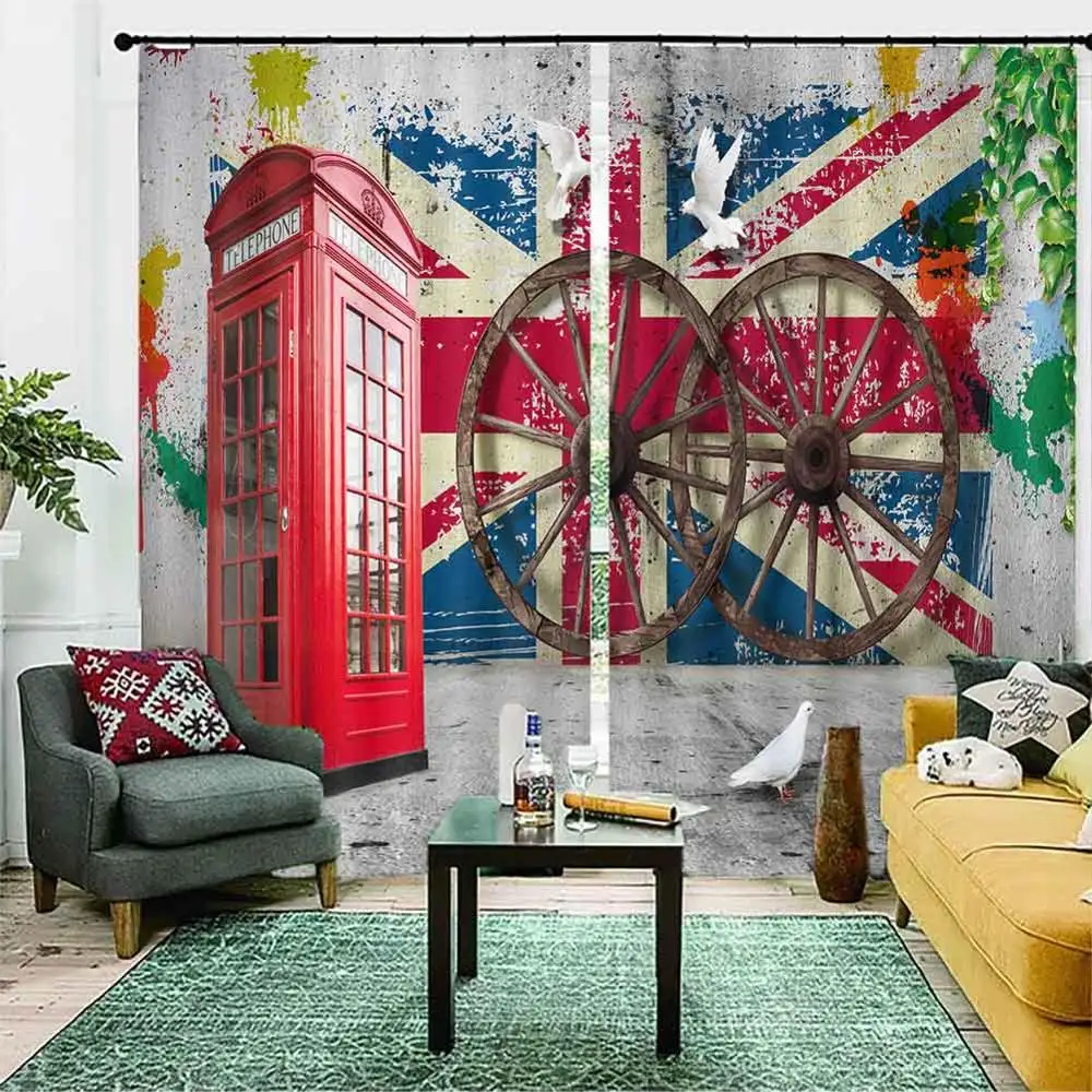 London flag red telephone box 3D Window Curtains Living Room bedroom Drapes Rideaux factory Customized size
London flag red telephone box 3D Window Curtains Living Room bedroom Drapes Rideaux factory Customized size