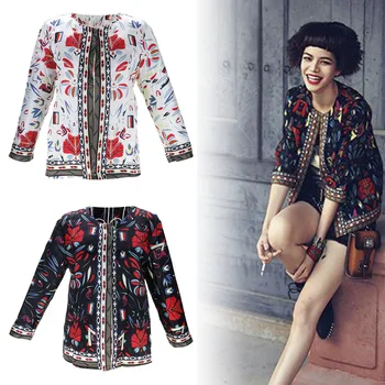 New European and American style retro High quality print round neck women embroidery slim outwear
New European and American style retro High quality print round neck women embroidery slim outwear