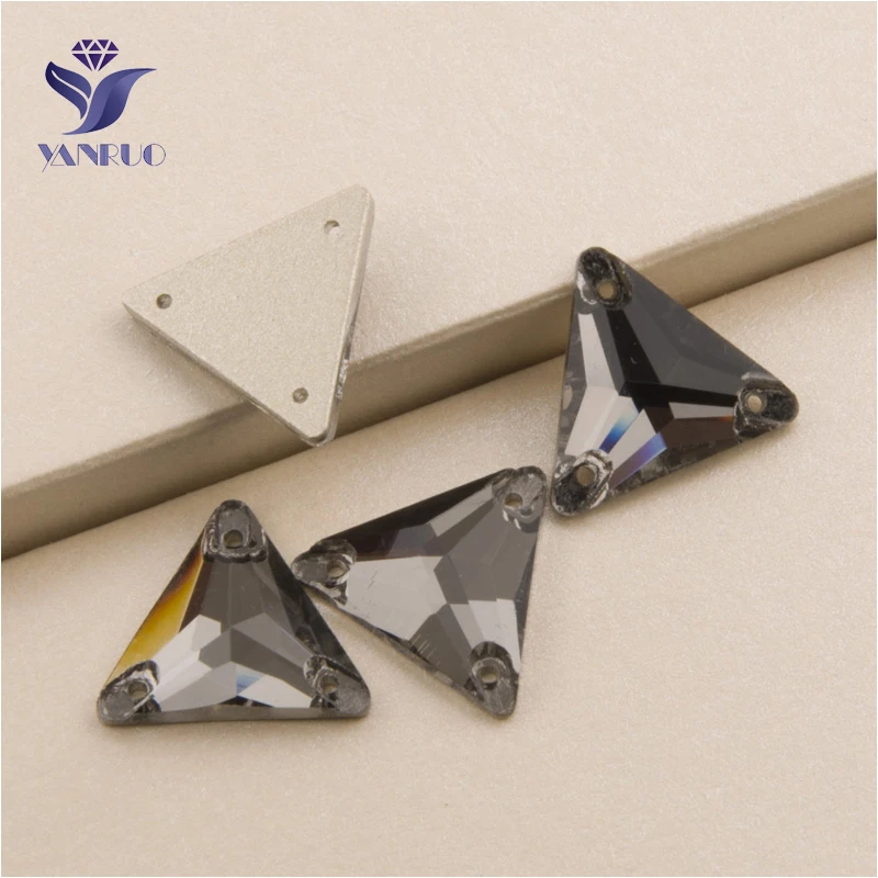 

YANRUO 3270 All Sizes Black Diamond Triangle Crystal Loose Beads Sew On Strass Rhinestone Flatback With 3 Holes