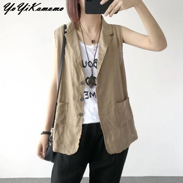 YoYiKamomo Women Cotton Linen Coat 2018 Summer Vest Solid Color Sleeveless Coat Korean Loose Casual Women Tops
YoYiKamomo Women Cotton Linen Coat 2018 Summer Vest Solid Color Sleeveless Coat Korean Loose Casual Women Tops