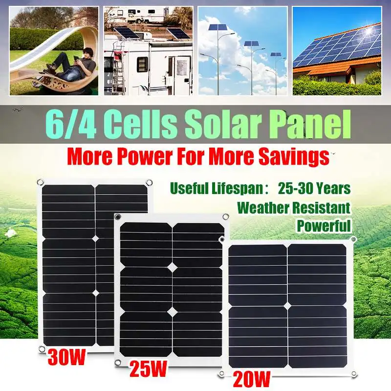 

Dual USB Solar Panel 20/25/50W 5/12/18V Battery Power Charger For RV Motorhome Boat for Outdoor Camping Emergency Light