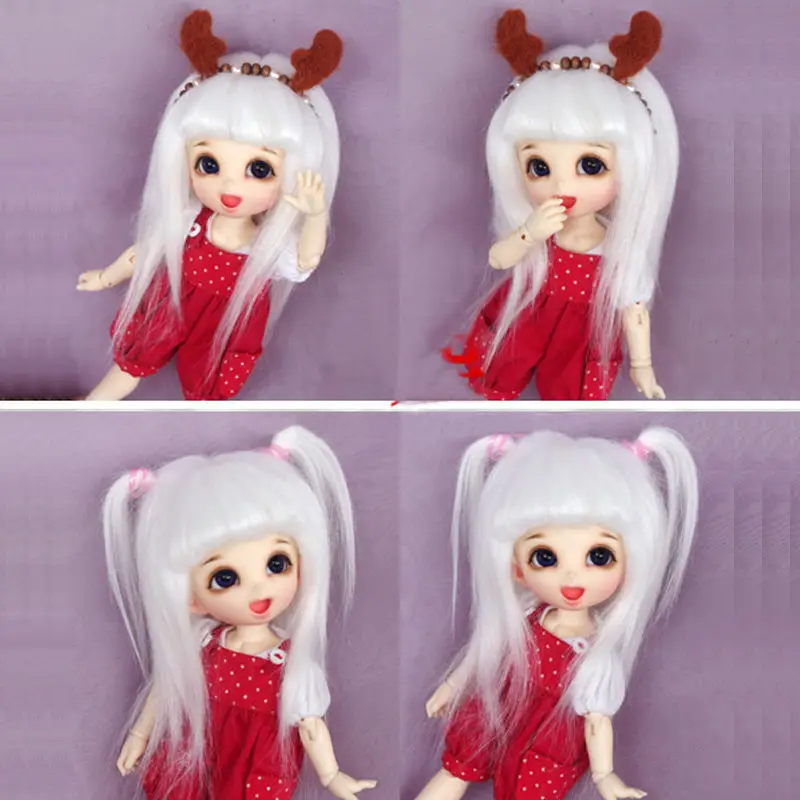 New 3/"-4/"9-10cm BJD fabric fur wig Black for AE PukiFee lati 1//12 Doll Antiskid