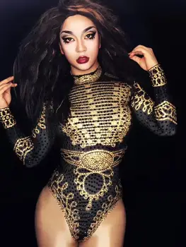 Black Gold Bright Crystals Sexy Bodysuit Women Singer DJ DS Rock Performance Nightclub Show Pole Dancing Stage Wear Party Outfit
Black Gold Bright Crystals Sexy Bodysuit Women Singer DJ DS Rock Performance Nightclub Show Pole Dancing Stage Wear Party Outfit