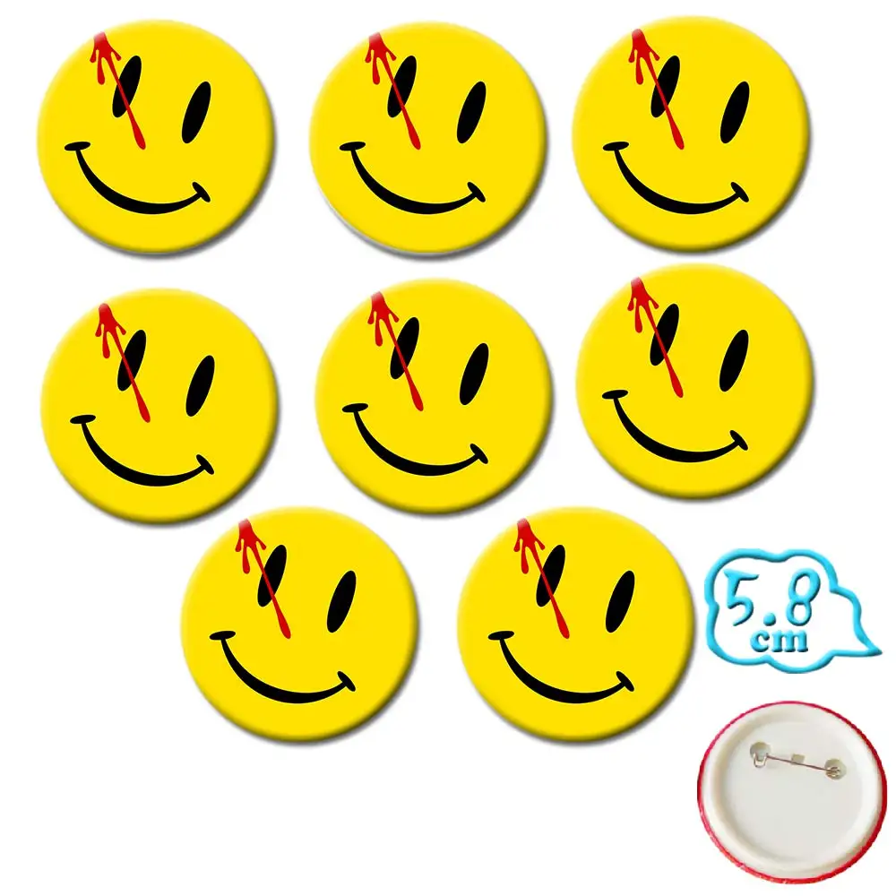 8pcs/set Watchmen Comedian PVC Badges Pins Minutemen Edward Morgan Blake Smiley Brooch Chest Button Cosplay Collection Ornament
8pcs/set Watchmen Comedian PVC Badges Pins Minutemen Edward Morgan Blake Smiley Brooch Chest Button Cosplay Collection Ornament