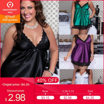 New Plus Size Women's Sexy Lace Satin Nightdress Lotus Hem Sling Dress Nightwear V Neck Sleeveless Babydoll Lingerie Sleepwear
New Plus Size Women's Sexy Lace Satin Nightdress Lotus Hem Sling Dress Nightwear V Neck Sleeveless Babydoll Lingerie Sleepwear
