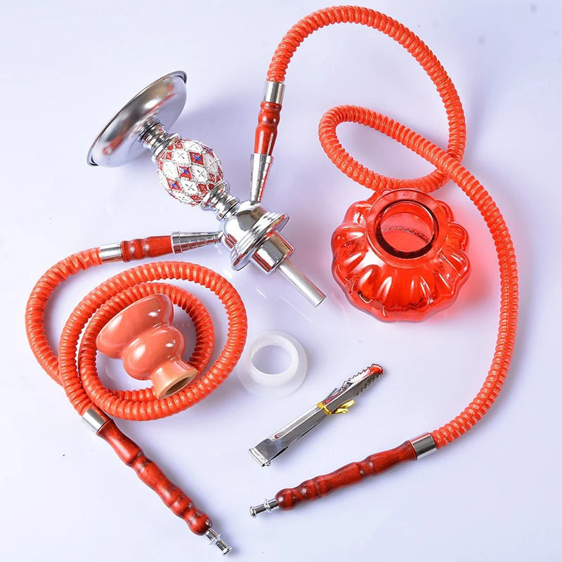 28cm Junior Hookah Set Metal Stem Shisha Nargile Water Smoker Goza Narguile with Metal Tong Disposable Mouthpieces Hubbly Bubbly (7)