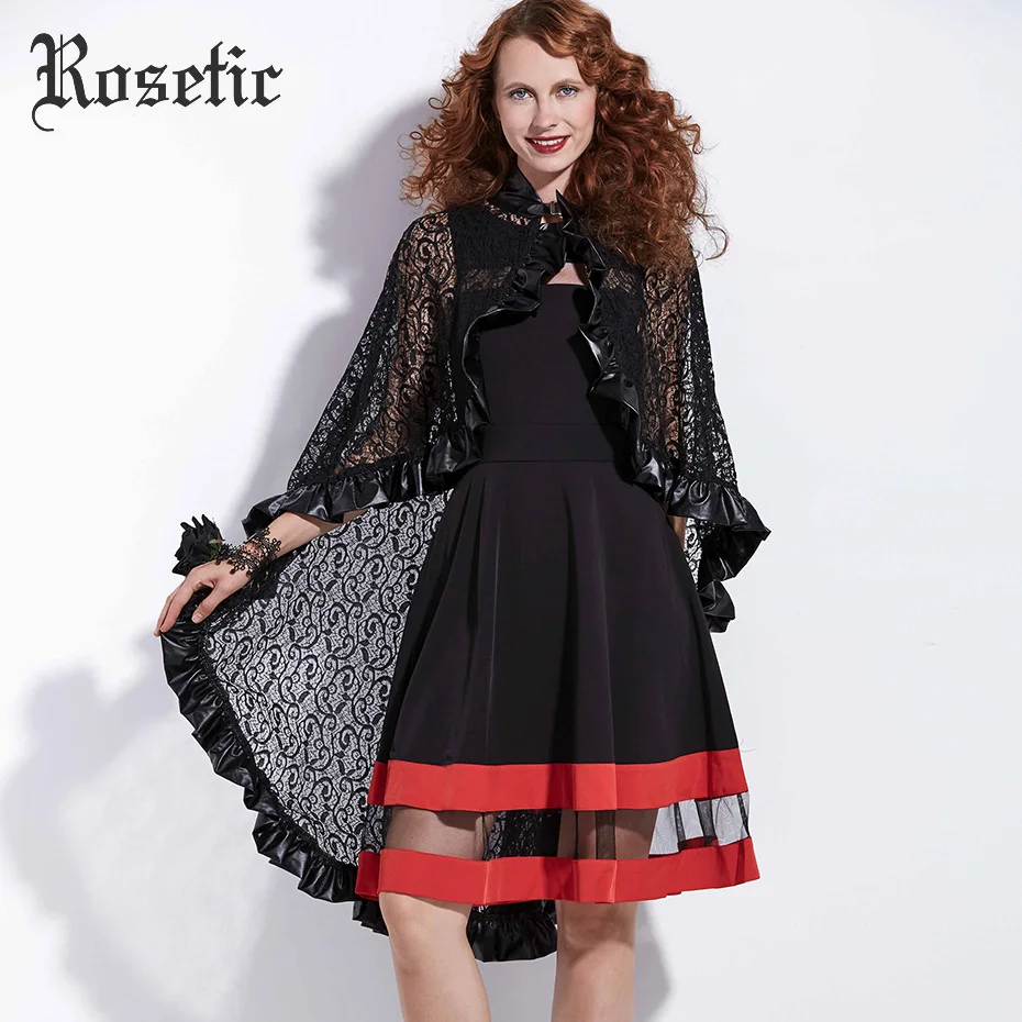 Rosetic Gothic Wraps Lace PU Women Autumn Fashion Shawls Outwear Witch Vampire Black Decor Accessories Street Goth Poncho Cloaks
Rosetic Gothic Wraps Lace PU Women Autumn Fashion Shawls Outwear Witch Vampire Black Decor Accessories Street Goth Poncho Cloaks