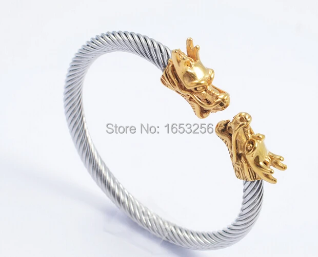 Hot Selling Mens Biker Bracelet Jewelry Stainless steel Silver Gold dragon head Cable Wire Cuff Bangle
Hot Selling Mens Biker Bracelet Jewelry Stainless steel Silver Gold dragon head Cable Wire Cuff Bangle