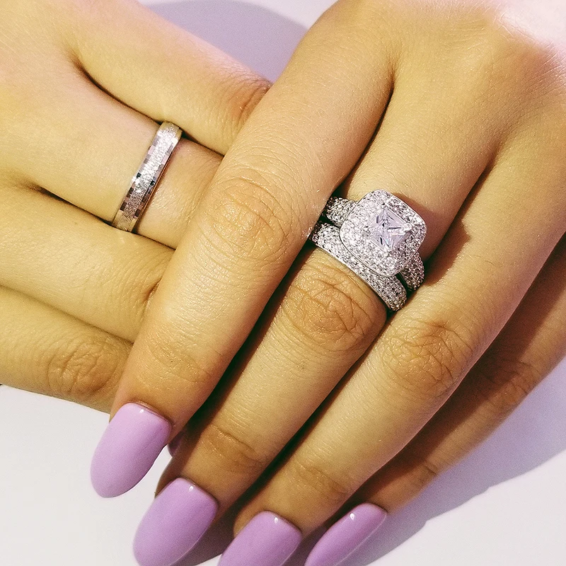 Real 925 Sterling Silver 3pcs in 1 Couple Wedding Ring Set for Bridal Women and men Finger Gift Africa Fashion Jewelry LR4732S
Real 925 Sterling Silver 3pcs in 1 Couple Wedding Ring Set for Bridal Women and men Finger Gift Africa Fashion Jewelry LR4732S