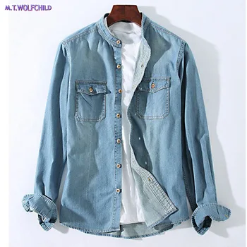 Hot sale 2018 Autumn vintage cotton denim Shirts Men Tops Clothing Long Sleeve Casual Shirts Fashion Stand collar Shirts
Hot sale 2018 Autumn vintage cotton denim Shirts Men Tops Clothing Long Sleeve Casual Shirts Fashion Stand collar Shirts