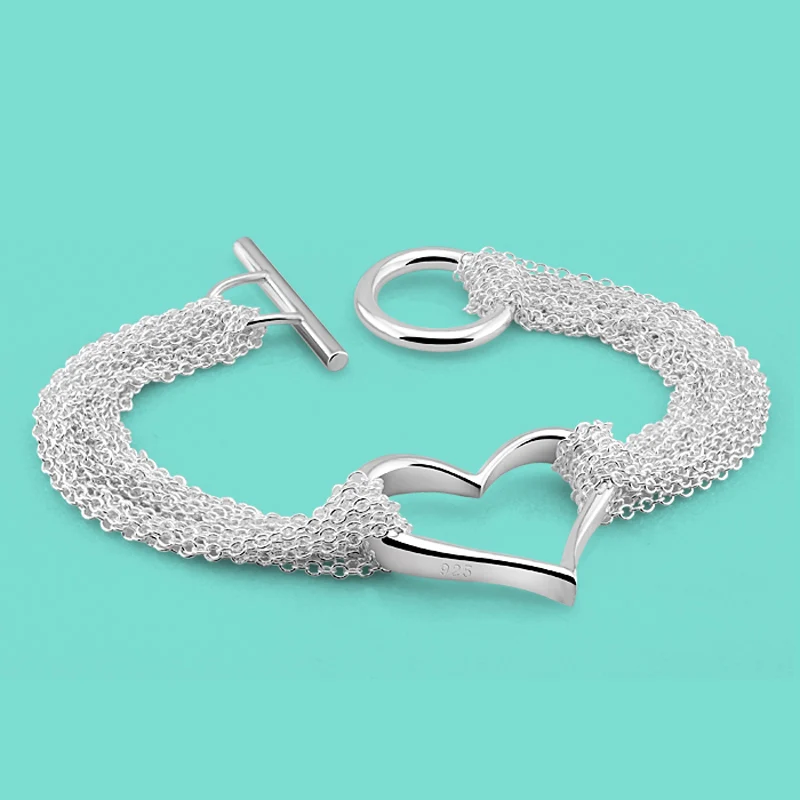 Sweet romantic female models 925 sterling silver bracelet heart-shaped design solid silver bracelet ladies fashion jewelry
Sweet romantic female models 925 sterling silver bracelet heart-shaped design solid silver bracelet ladies fashion jewelry