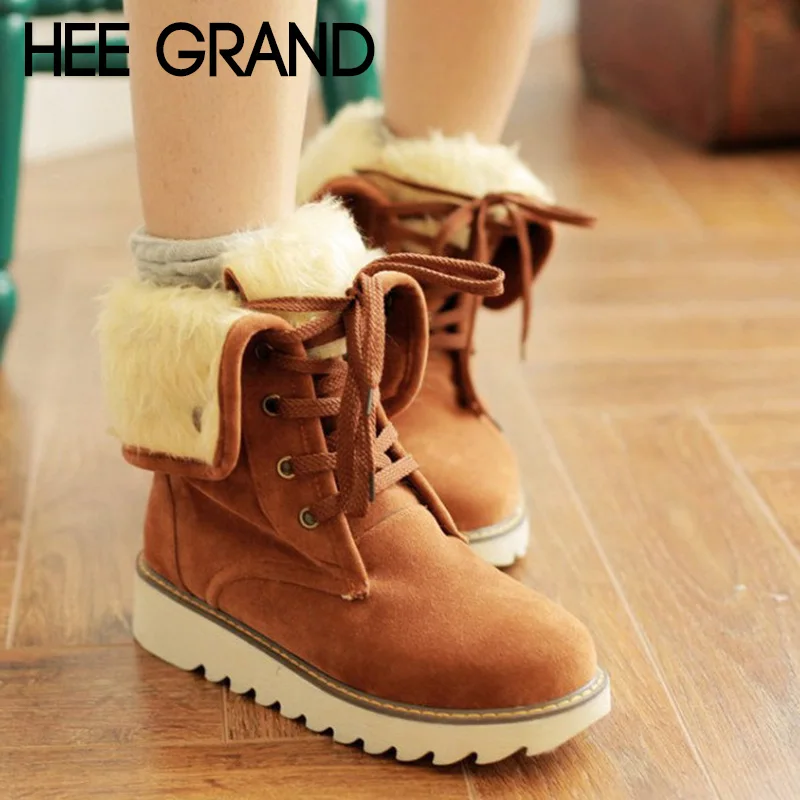 HEE GRAND Women Warm Ankle Boots Faux Fur Winter Fashion Boots Lace-up Ankle Bootie Warm Fur Footwear Shoes Booten XWX7173
HEE GRAND Women Warm Ankle Boots Faux Fur Winter Fashion Boots Lace-up Ankle Bootie Warm Fur Footwear Shoes Booten XWX7173