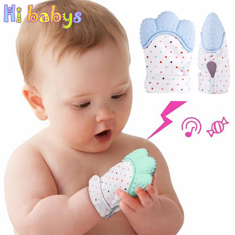 1pcs Silicone Teether Baby Pacifier Glove Teething Chewable Newborn Nursing Beads Infant BPA Free Pastel 5 Colors | Мать и ребенок