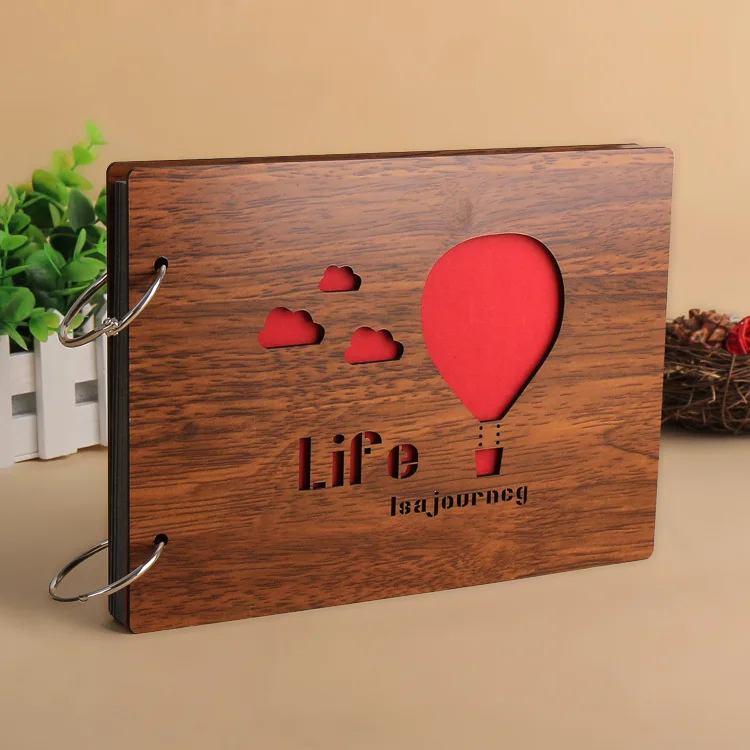 

8 Inch Wood Cover Albums Handmade Loose-leaf Pasted Photo Album Personalized Baby Lovers DIY Wedding Memorial Photo Album