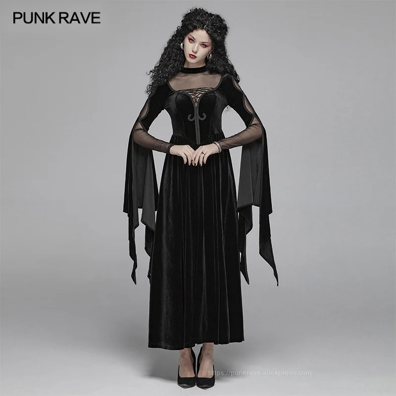 PUNK RAVE Women's Gothic Double Layer Sleeve Velvet Gorgeous Victorian Halloween Hollow Sexy Lace Black Party Club Dresses
PUNK RAVE Women's Gothic Double Layer Sleeve Velvet Gorgeous Victorian Halloween Hollow Sexy Lace Black Party Club Dresses