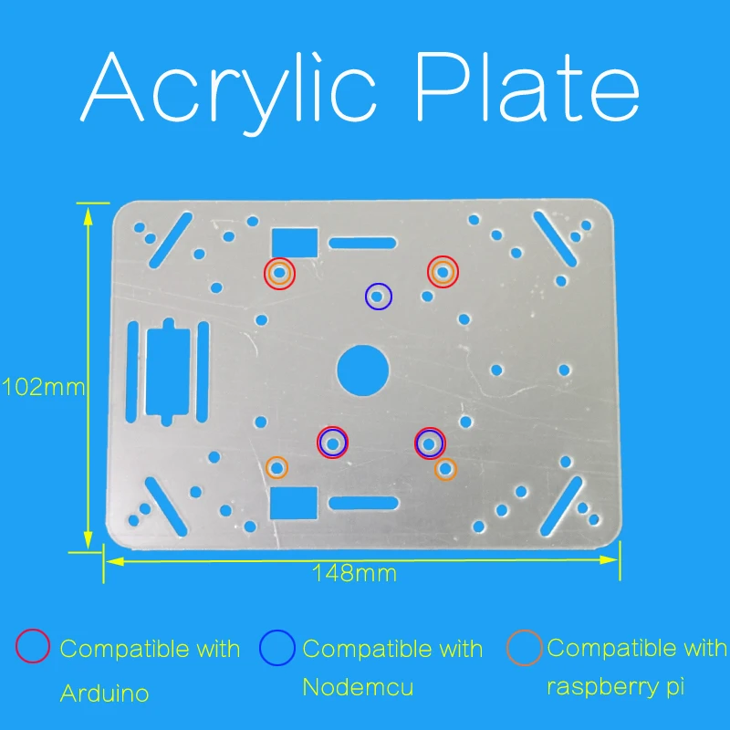 DOIT Low Price Transparent 148*102mm Acrylic Plate for Arduino, Raspberry Pi, Plastic Frame, Smart Car Chassis
DOIT Low Price Transparent 148*102mm Acrylic Plate for Arduino, Raspberry Pi, Plastic Frame, Smart Car Chassis