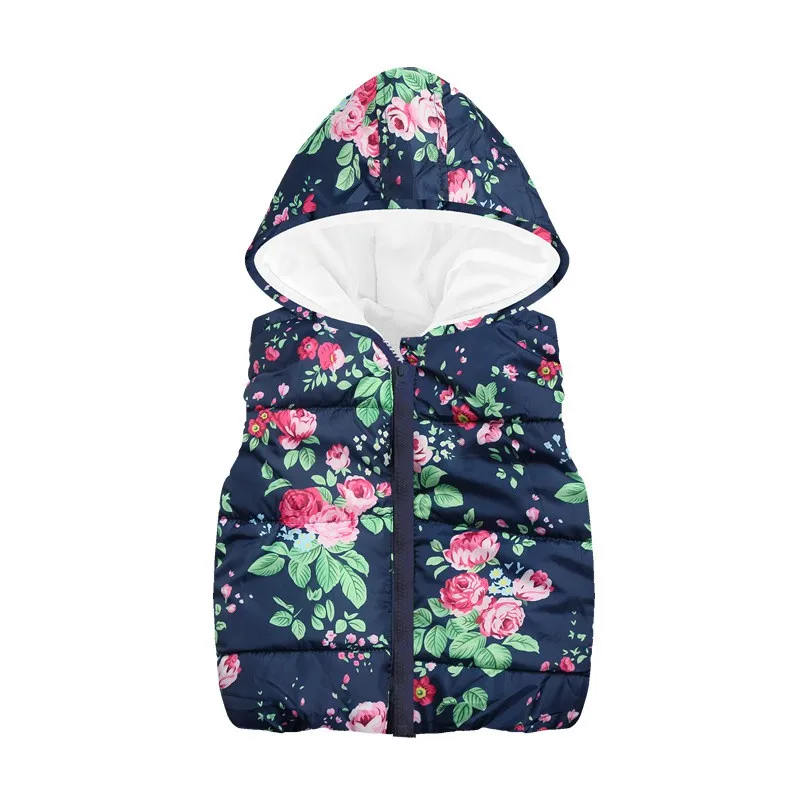 CROAL CHERIE Baby Girls Clothes Floral Animal Warm Waistcoat Winter Girl Vest Hooded Fleece Children Outerwear Coats Vest Kids (1)