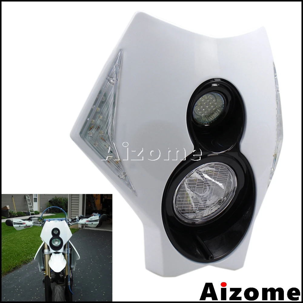 Motorcycle LED Headlight Fairing For KTM Honda Suzuki CR RMZ DR KLX 250 CRF450 DRZ400 TTR TW XT Supermoto Turn Signals Headlamp
Motorcycle LED Headlight Fairing For KTM Honda Suzuki CR RMZ DR KLX 250 CRF450 DRZ400 TTR TW XT Supermoto Turn Signals Headlamp