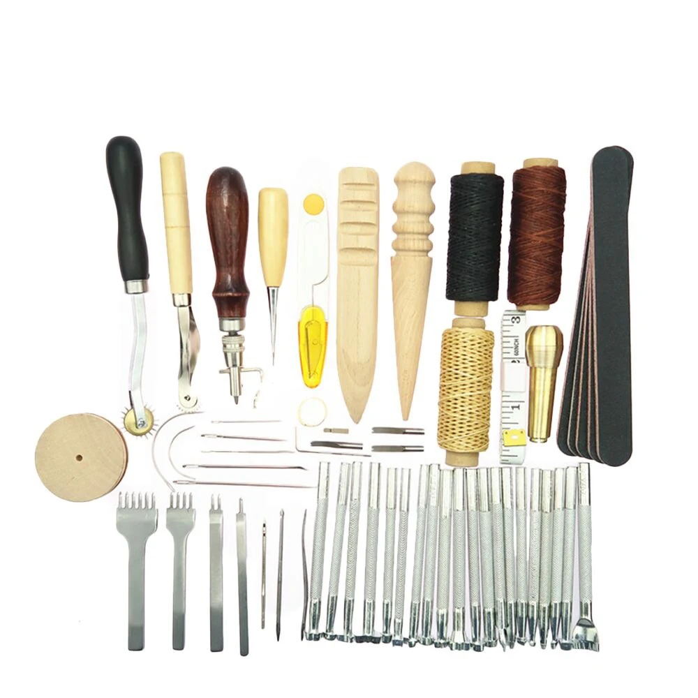59 Pcs/Set Leather Craft Hand Tools Kit for Hand Sewing Stitching Stamping Saddle Making JDH99 Leathercraft Tool Sets
59 Pcs/Set Leather Craft Hand Tools Kit for Hand Sewing Stitching Stamping Saddle Making JDH99 Leathercraft Tool Sets