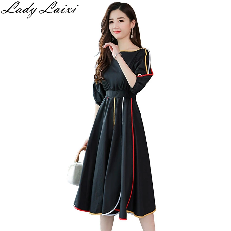 2019 Summer High Quality Runway Designer Dress Women's Half Sleeve Striped Patchwork Elegant Slim Party Dress slim work Vestidos
2019 Summer High Quality Runway Designer Dress Women's Half Sleeve Striped Patchwork Elegant Slim Party Dress slim work Vestidos
