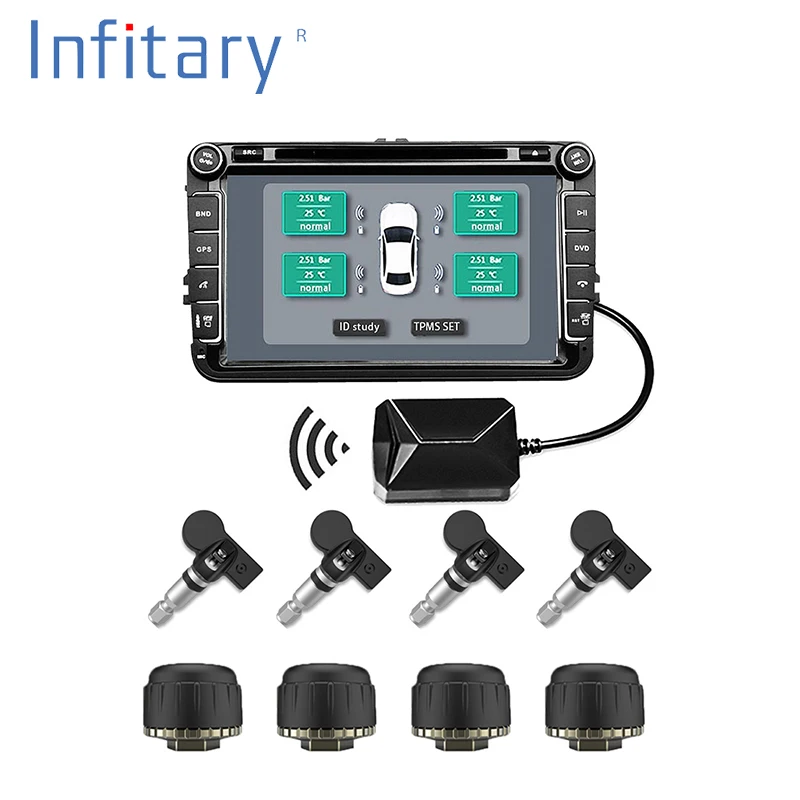 Infitary car TPMS for Android Navigation Tire Pressure Monitoring System Kit USB Interface with 4 Sensors Security Alarm System
Infitary car TPMS for Android Navigation Tire Pressure Monitoring System Kit USB Interface with 4 Sensors Security Alarm System