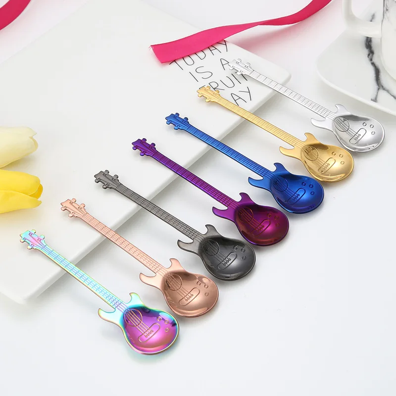 1Pc Cartoon Guitar Spoon Creative Milk Coffee Spoon Ice Cream Candy Teaspoon High Quality Tableware Dessert Serving Spoons
1Pc Cartoon Guitar Spoon Creative Milk Coffee Spoon Ice Cream Candy Teaspoon High Quality Tableware Dessert Serving Spoons