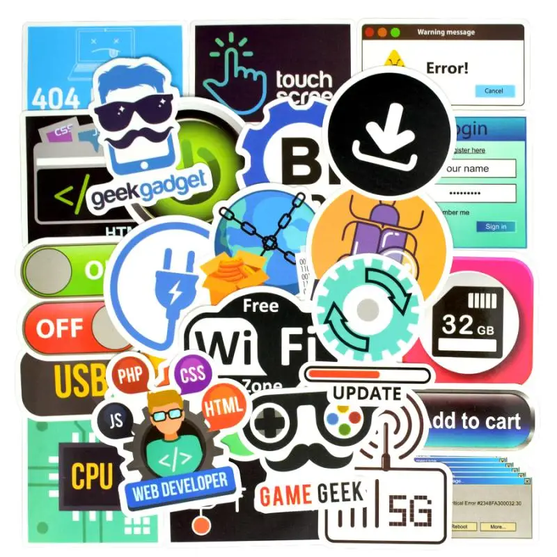 50pc/Lot Programming Sticker Technology Software Programs Data Graffiti Stickers for Geek DIY Skateboard PS4 Notebook Guitar
50pc/Lot Programming Sticker Technology Software Programs Data Graffiti Stickers for Geek DIY Skateboard PS4 Notebook Guitar