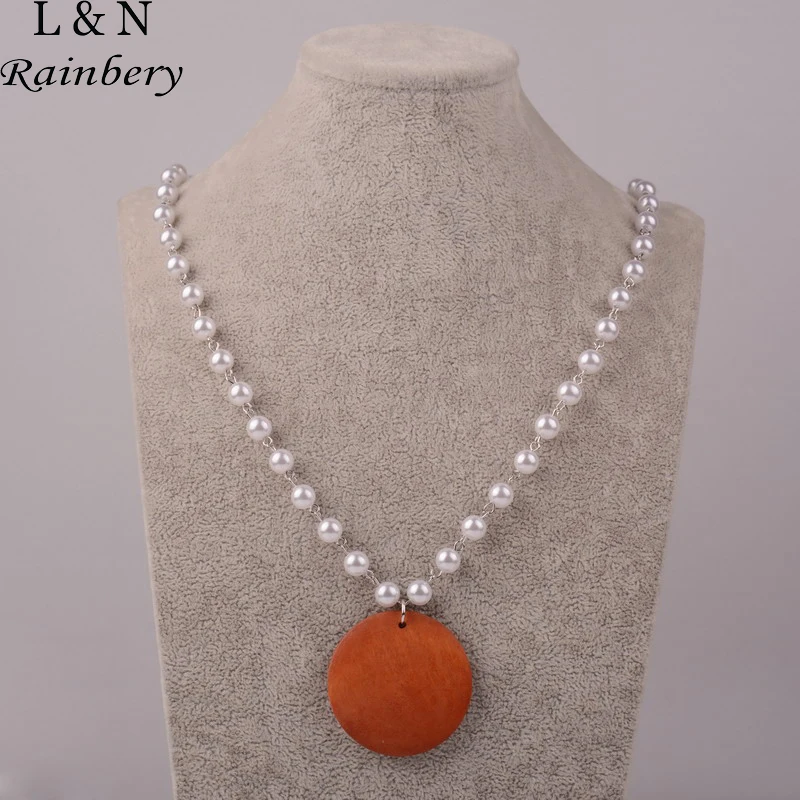 Rainbery New Fashion Long Pearl Necklace Monogram Disc Wood Pendant Necklace Accessories Statement Necklace Jewelry Women JN1029
Rainbery New Fashion Long Pearl Necklace Monogram Disc Wood Pendant Necklace Accessories Statement Necklace Jewelry Women JN1029