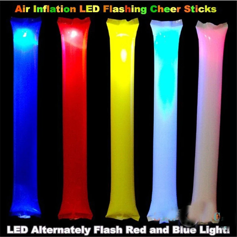 

50PCS/LOT LED Flashing inflatable Cheering sticks light long balloon Cheers Bar for Concert /Football Fans Cheerleading Props