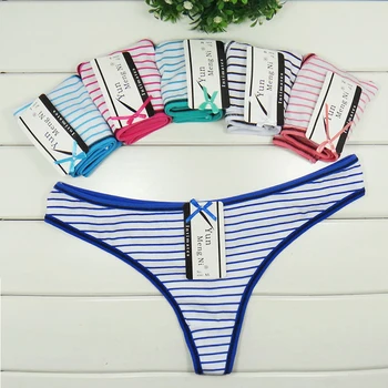 Cotton Women Briefs Striped Low Rise Panties Thong Cheap Cotton Sexy G String Lingerie for Girls 6pcs/lot M L XL
Cotton Women Briefs Striped Low Rise Panties Thong Cheap Cotton Sexy G String Lingerie for Girls 6pcs/lot M L XL