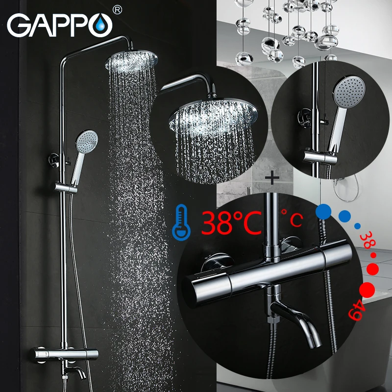 

GAPPO thermostat mixer tap bathroom shower faucet waterfall wall mounted thermostatic mixer shower faucets bathroom water taps