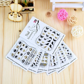 30 Sheets 30 types Gold + Black Nail Stickers Crown / Butterfly / Bow Design 3D Nail Art Stickers Decals Nail Art Decorations 34
30 Sheets 30 types Gold + Black Nail Stickers Crown / Butterfly / Bow Design 3D Nail Art Stickers Decals Nail Art Decorations 34