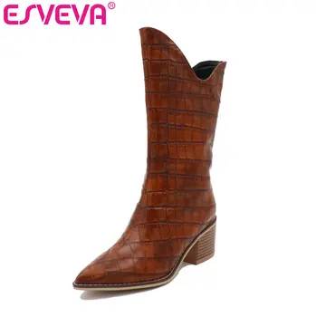 ESVEVA 2020 Women Boots Mid-calf Boots Pointed Toe Slip On Square High Heels Motorcycle Boots Platform Shoes Boots Size 34-43 
ESVEVA 2020 Women Boots Mid-calf Boots Pointed Toe Slip On Square High Heels Motorcycle Boots Platform Shoes Boots Size 34-43