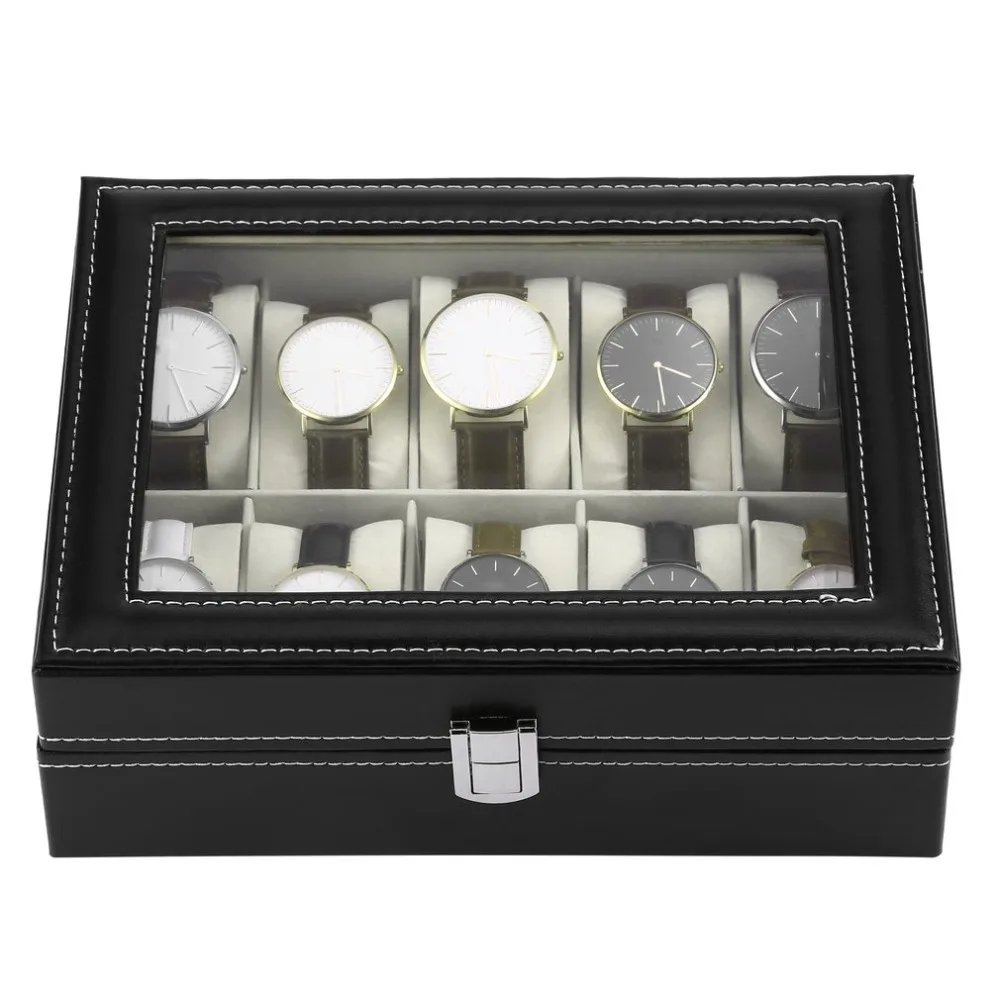 High Quality 10 Slots Luxury PU Leather Wrist Watch Jewelry Display Box Storage Organizer Case Collection Black Christmas Gift
High Quality 10 Slots Luxury PU Leather Wrist Watch Jewelry Display Box Storage Organizer Case Collection Black Christmas Gift
