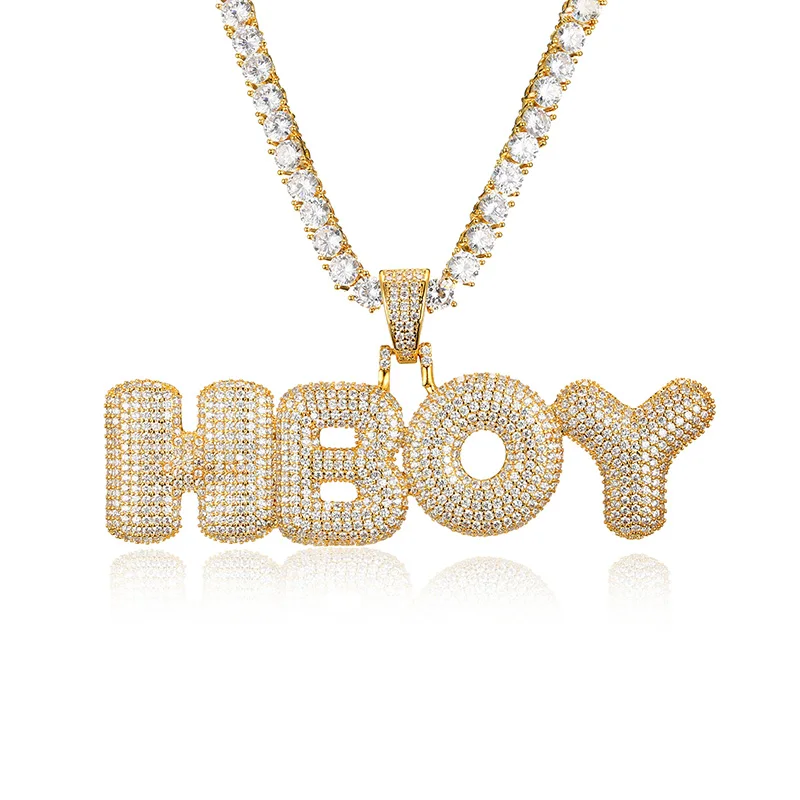 Custom Name Bubble Letters Chain Pendants Necklaces Men's Zircon HipHop Jewelry With 5MM Gold Silver Tennis Chain Rope Necklace
Custom Name Bubble Letters Chain Pendants Necklaces Men's Zircon HipHop Jewelry With 5MM Gold Silver Tennis Chain Rope Necklace