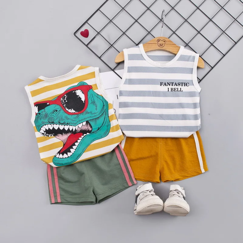 Cartoon Dinosaur Baby Boy Clothes 2pcs Set Cotton Striped Tops With Short Pants Clothes Suit Boy Clothing
Cartoon Dinosaur Baby Boy Clothes 2pcs Set Cotton Striped Tops With Short Pants Clothes Suit Boy Clothing