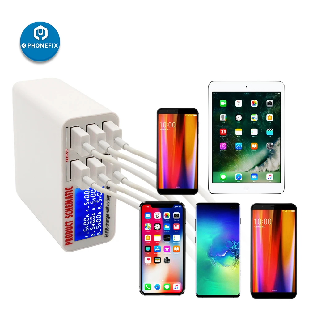 PHONEFIX USB Fast Charger LCD Display USB Charging Station EU US UK Plug for iPhone 6 7 8 X iPad Mobile Phone USB Fast Charging
PHONEFIX USB Fast Charger LCD Display USB Charging Station EU US UK Plug for iPhone 6 7 8 X iPad Mobile Phone USB Fast Charging